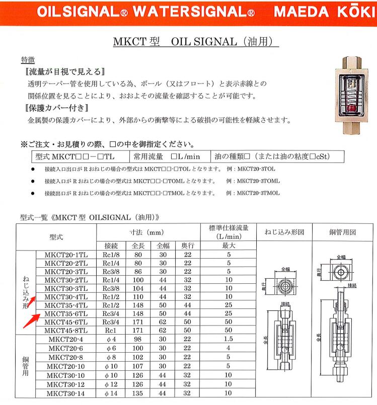 MAEDA KOKI前田浮子流量计型号：MKCT35-6TL