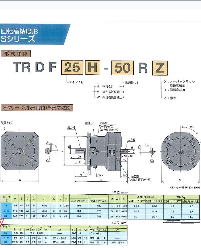 三菱重工行星减速机型号TRDF25H-50RZ