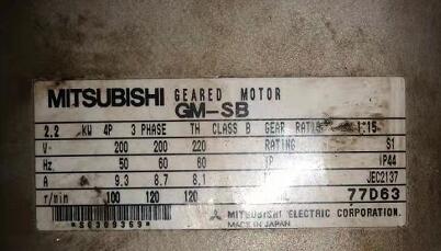 三菱减速电机型号GM-SB-2.2KW-4P-1/15-20...