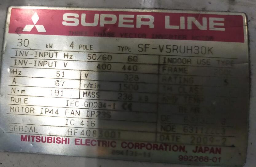 日本三菱高性能变频调速电机型号SF-V5RUH30K