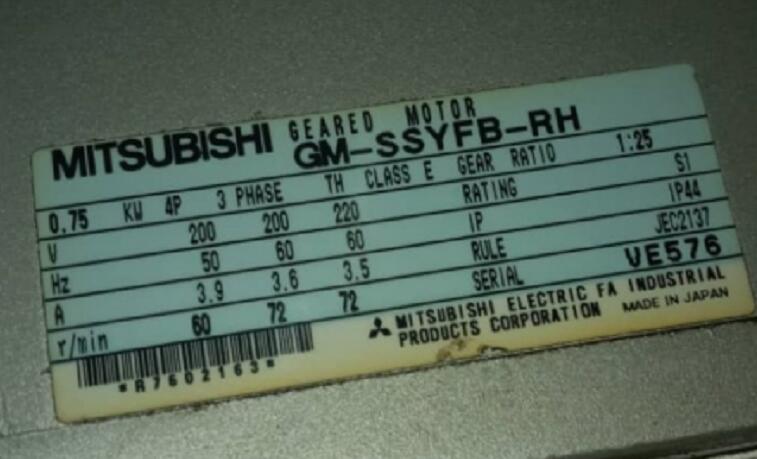 日本三菱减速电机型号GM-SSYPFB-RH-0.75KW-...