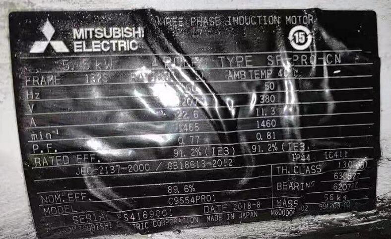 日本三菱大型马达型号SF-PRO-5.5KW-4P-200V...