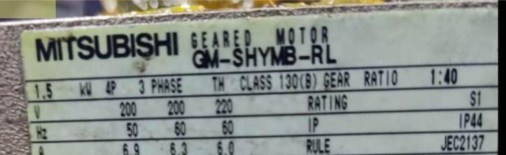 三菱减速机型号： GM-SHYMB-RL 1.5 KW RA...