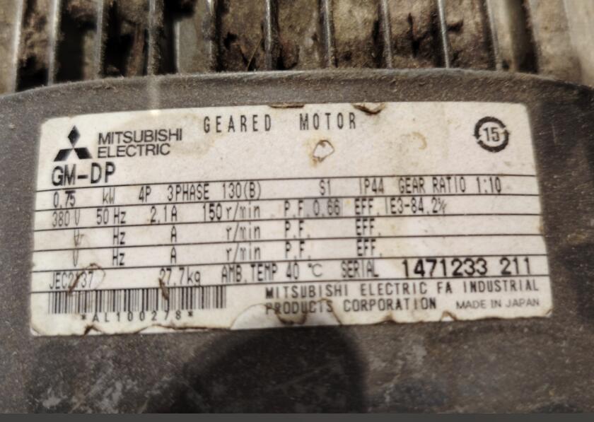 三菱减速机型号：GM-DP 0.75KW 4P 1/10 3...